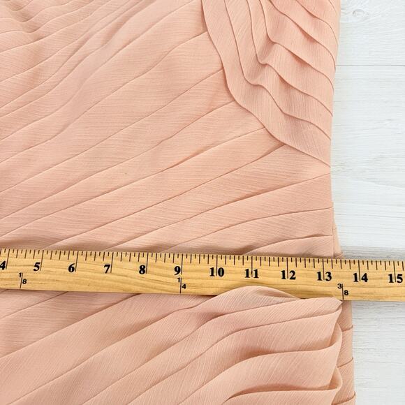 Angelina Faccenda Bridesmaids Gown Size 8 Blush Pink One Shoulder Chiffon Prom - Picture 13 of 16